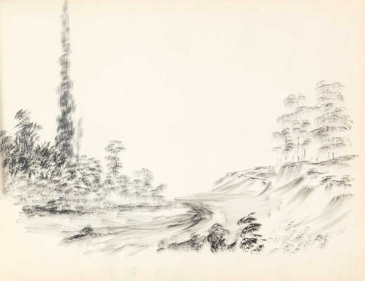 Расторгуев Сергей Николаевич. Альбом с пейзажами южного города, портретами и юмористическими зарисовками. 26 листов.